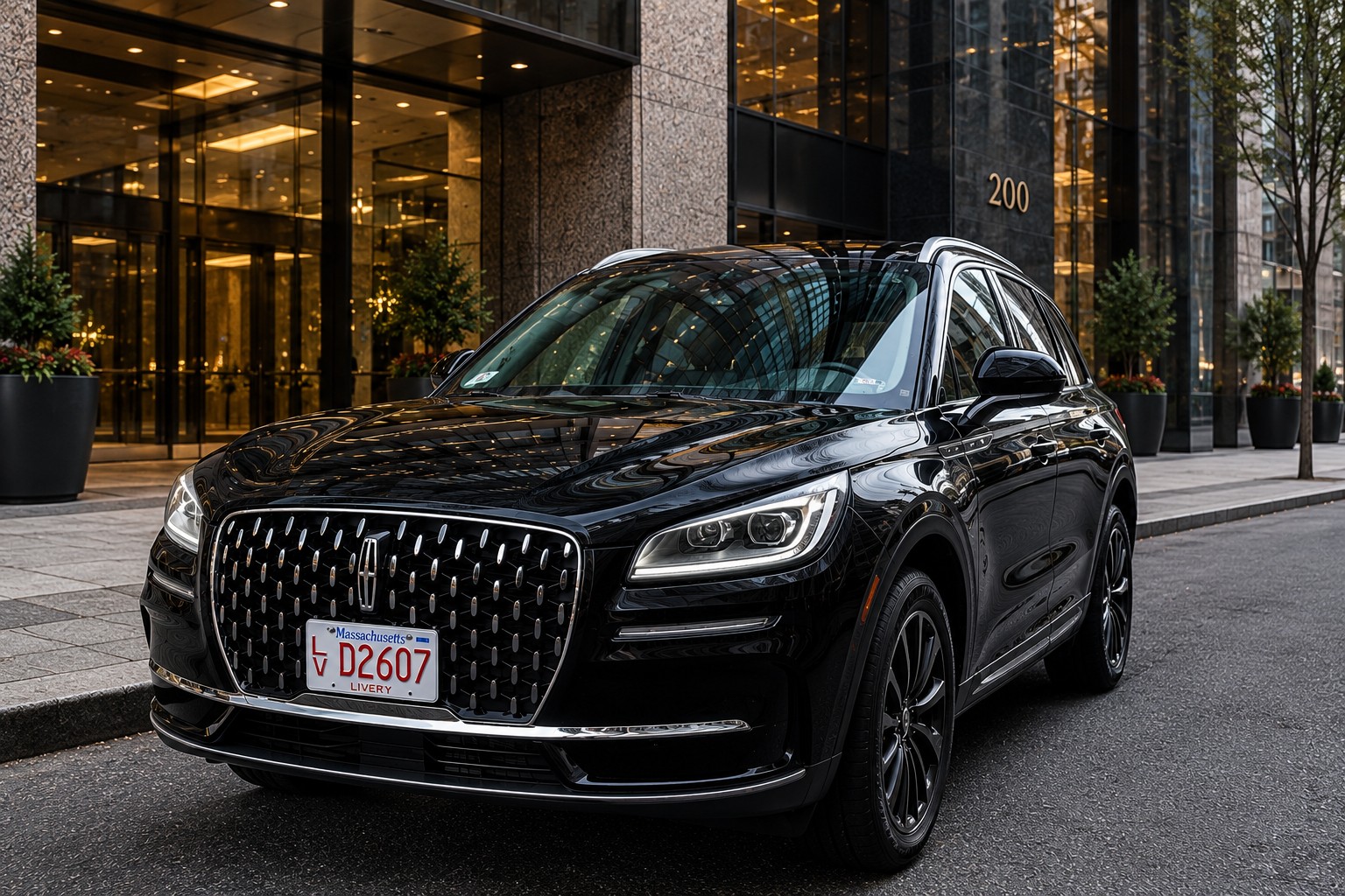 Corporate black sedan or similar